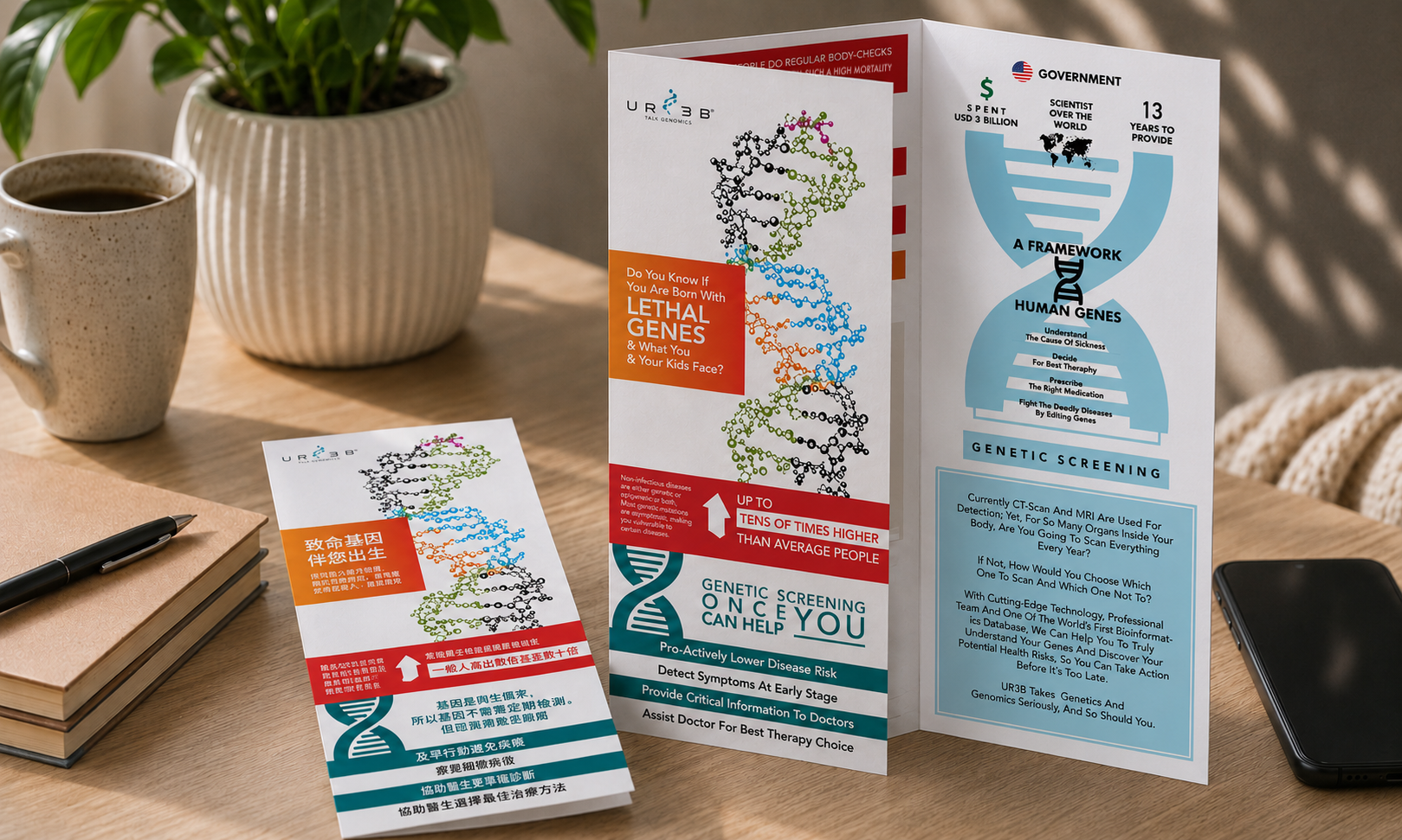UR3B Z-fold brochure mockup